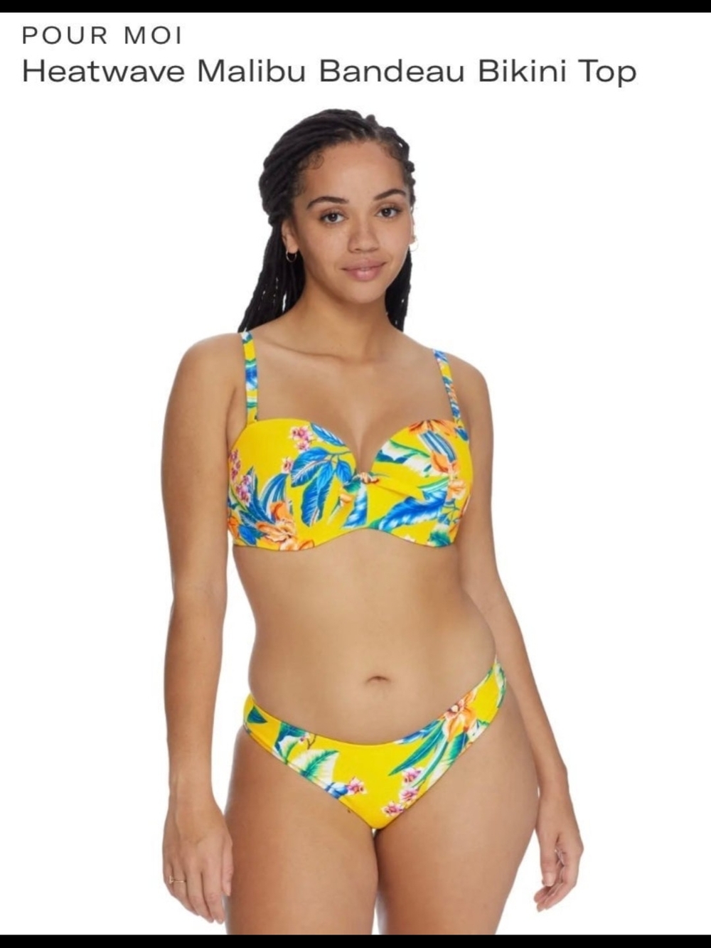 Heatwave Malibu Bandeau Bikini Top - Yellow Tropical NWT